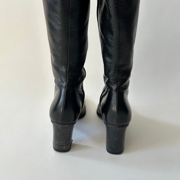 GUCCI BY TOM FORD GG INTERLOCKING BLACK LEATHER BOOTS - Picture 8 of 10